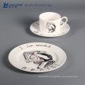 animal pattern design plate and cup porcelain dinnerware set